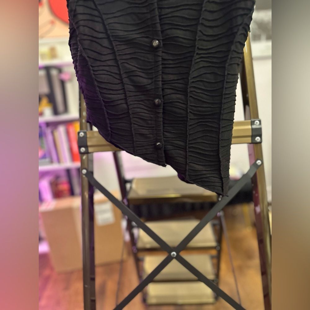 MANIERE DE VOIR ASYMMETRIC SHIRRED MESH TOP - BLACK  SIZE US 10 - Picture 9 of 10